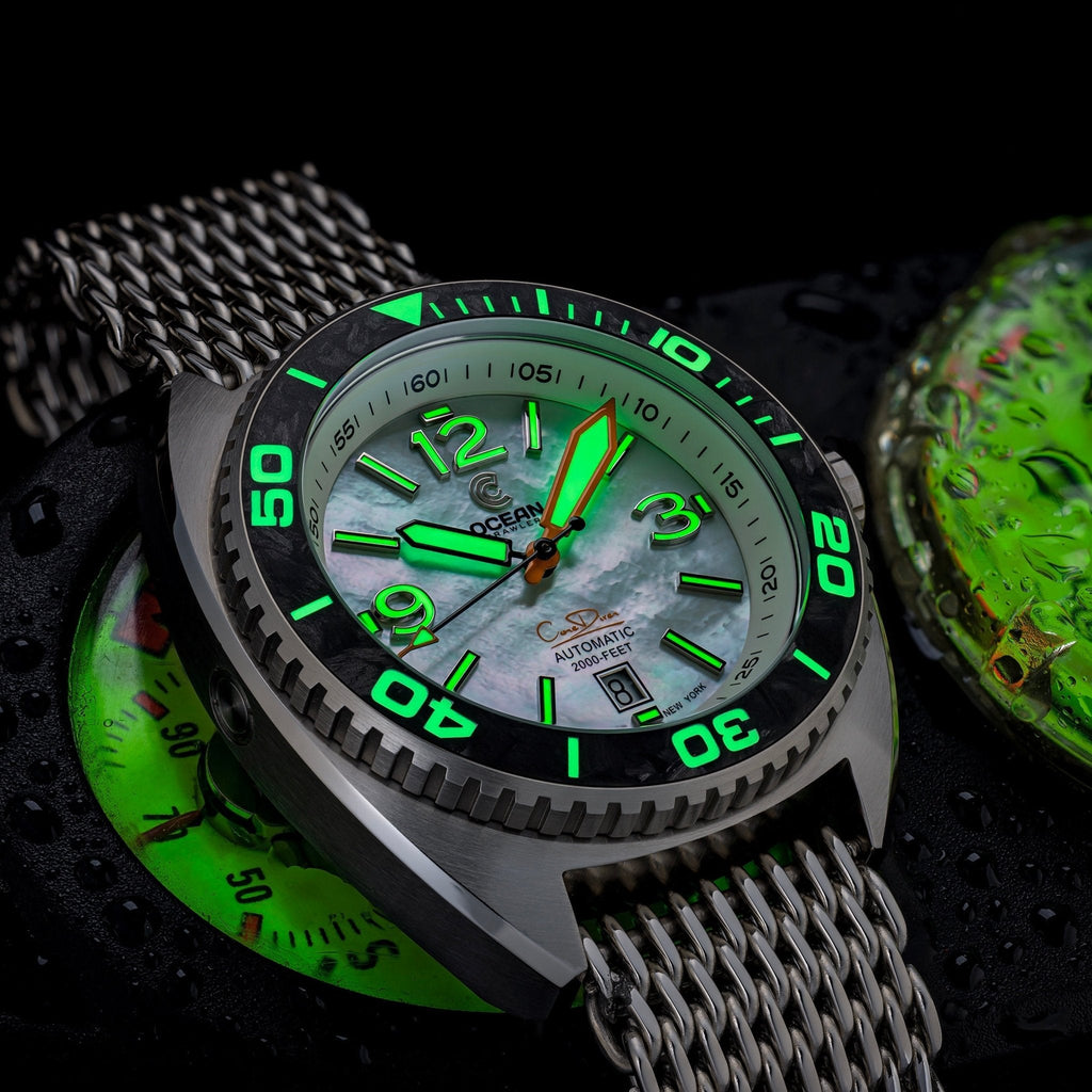 Core Diver - White Mother of Pearl - Carbon Fiber Bezel