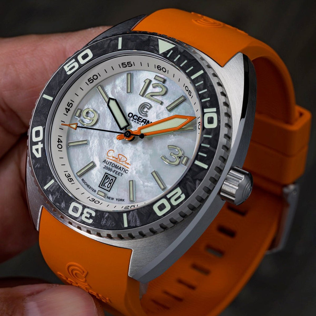 Core Diver - White Mother of Pearl - Carbon Fiber Bezel