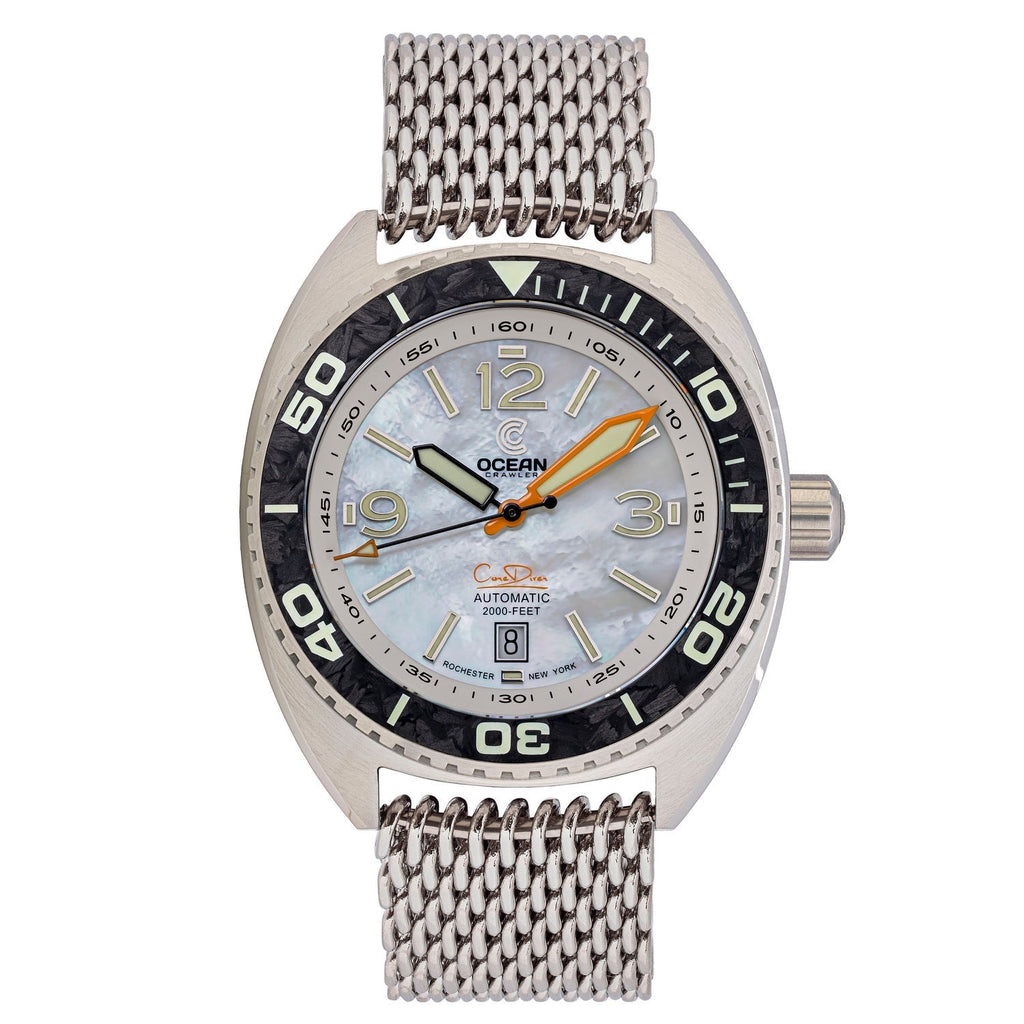 Core Diver - White Mother of Pearl - Carbon Fiber Bezel