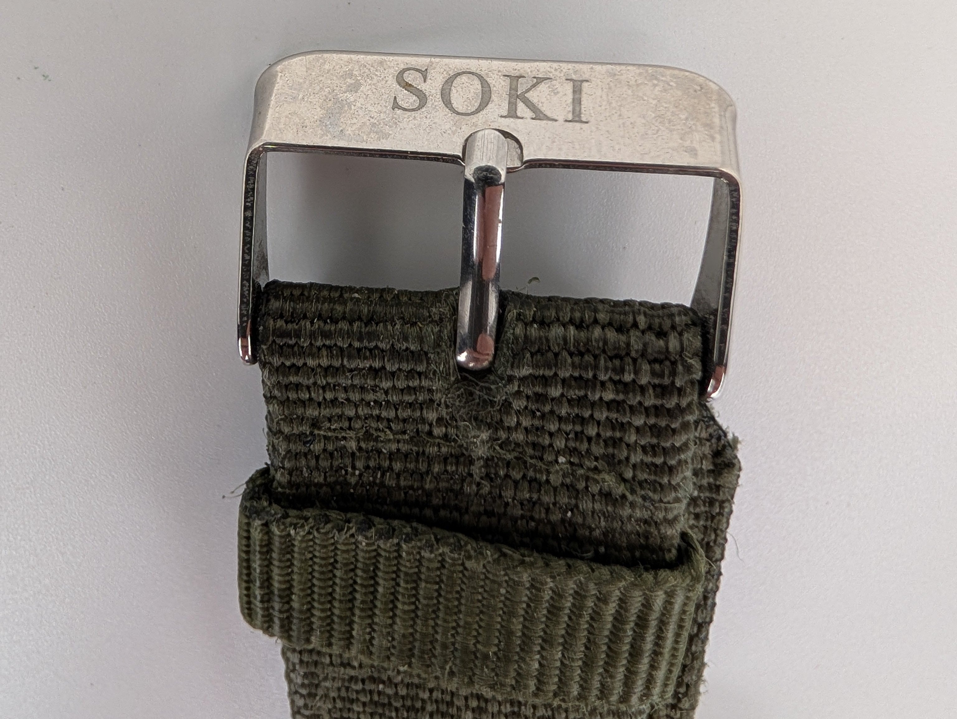 Soki Military Style Quartz Watch on Olive Green Two Piece NATO