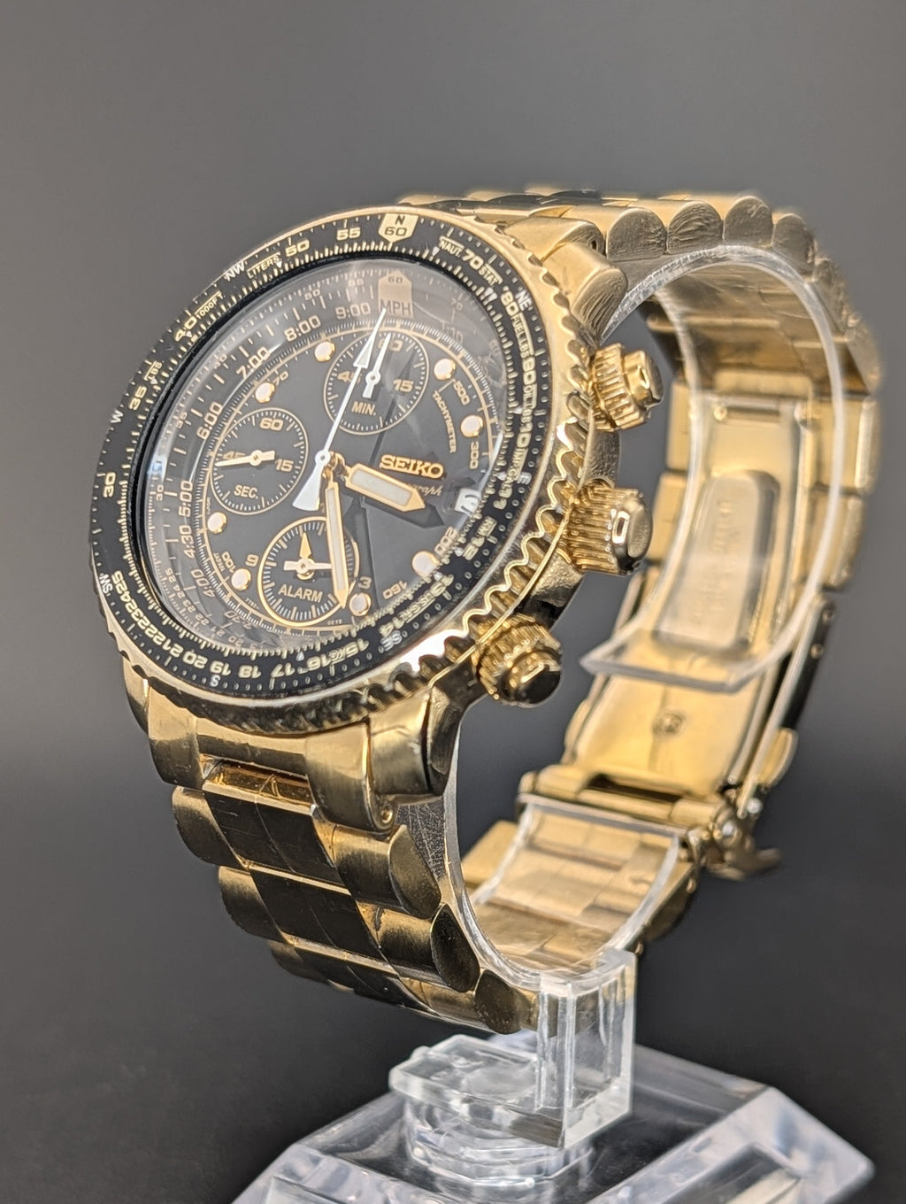 Seiko Flightmaster (2004) Chronograph Quartz Watch in Gold Tone ref. 7T62-0EB0