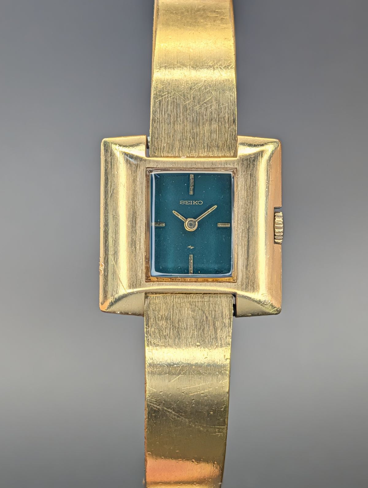 Seiko Ladies Bangle Vintage Watch with Green Lacquer Dial