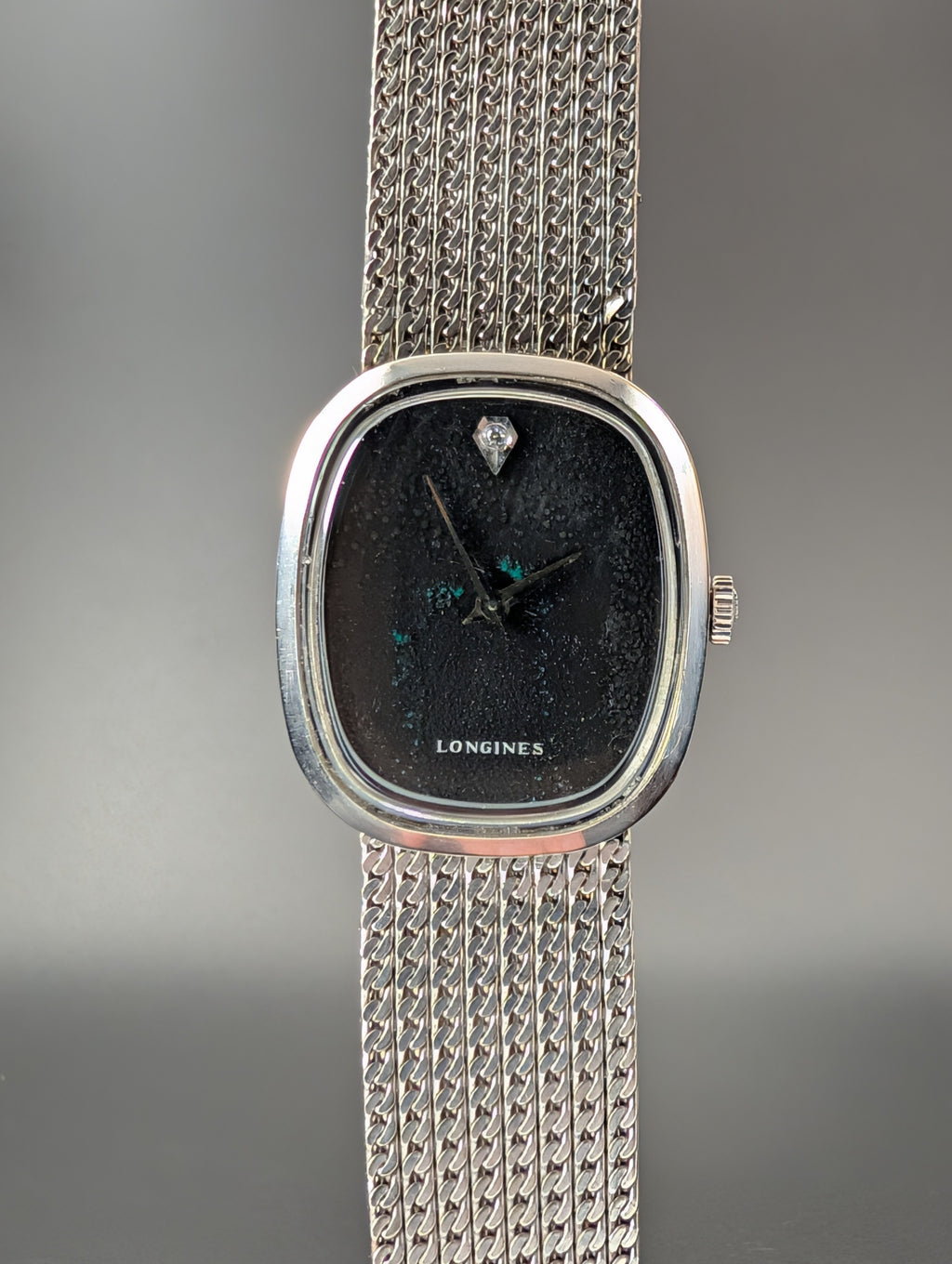 Longines Ellipse (1960s) Mechanical Vintage Watch w/ Diamond Accent Dial in 10k White Gold Filled Case