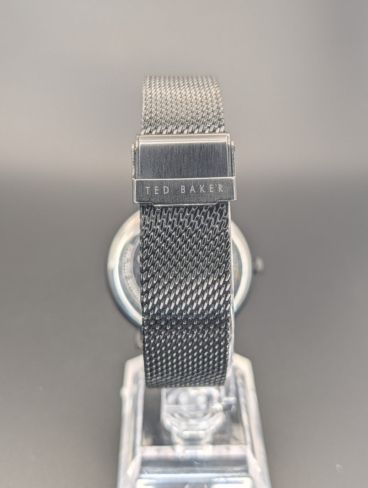 Ted Baker London Black Stainless Steel Quartz Watch on a Milanese Mesh Bracelet