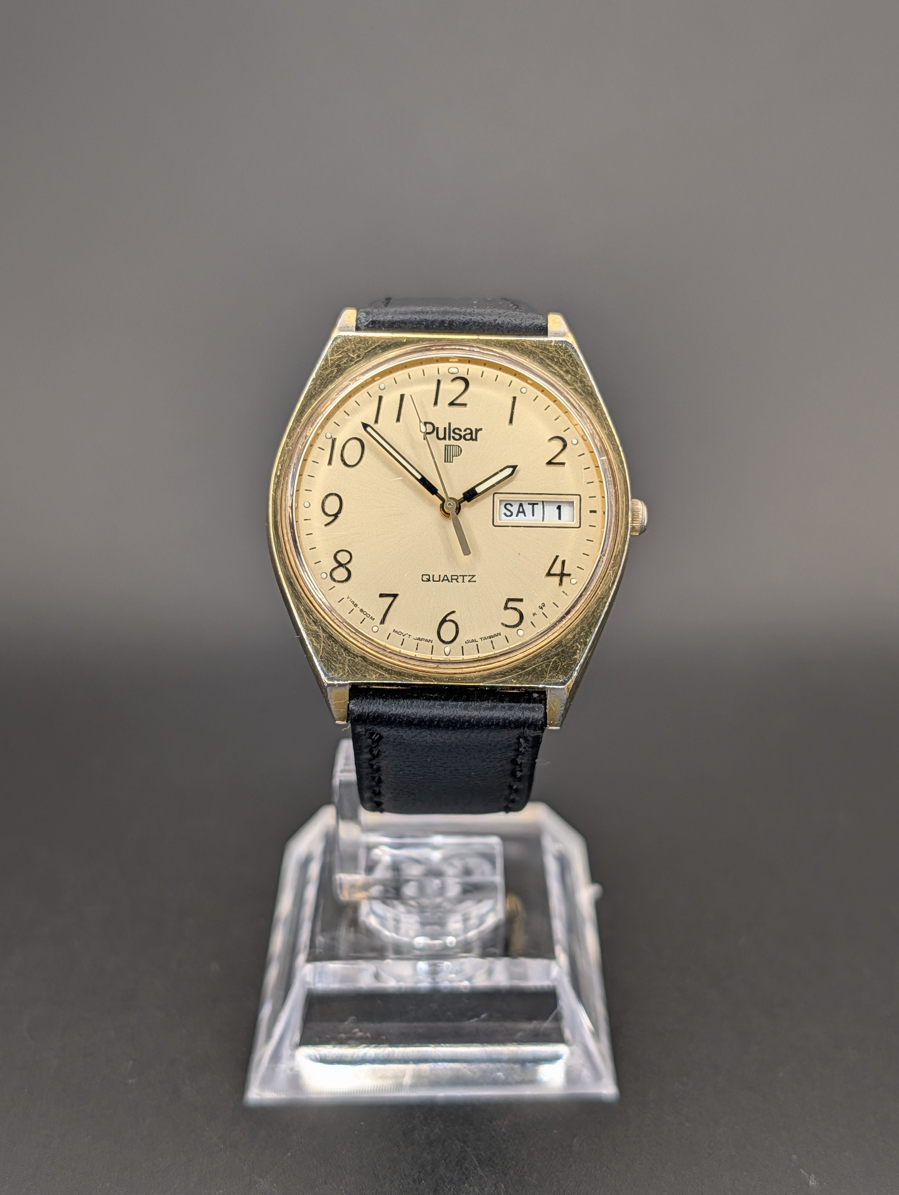 Pulsar Quartz Vintage Watch on Italian Calfskin Leather Strap