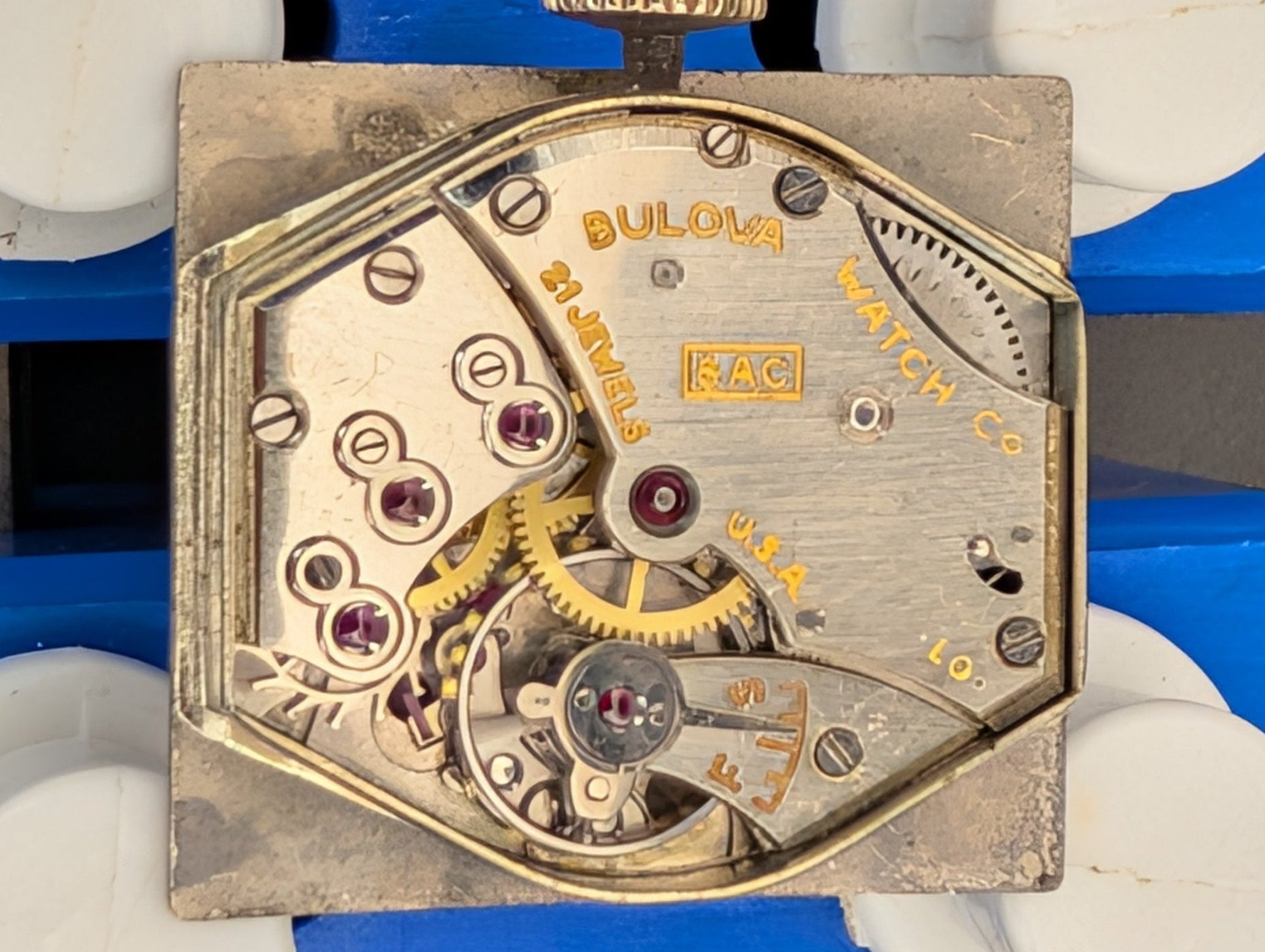 Bulova Douglas (1953) Gray Dial Vintage Watch in 10k Gold Filled Case on Black Leather Strap