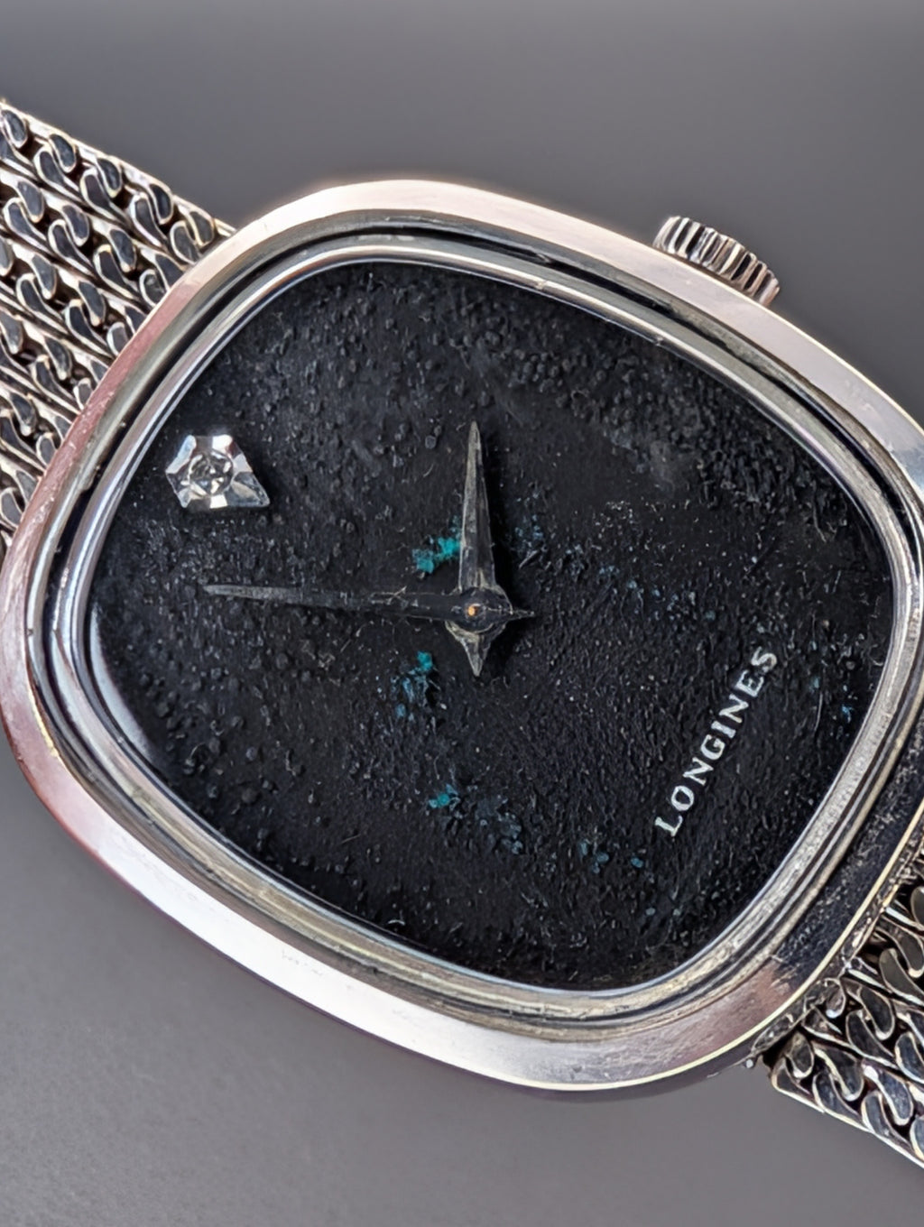 Longines Ellipse (1960s) Mechanical Vintage Watch w/ Diamond Accent Dial in 10k White Gold Filled Case