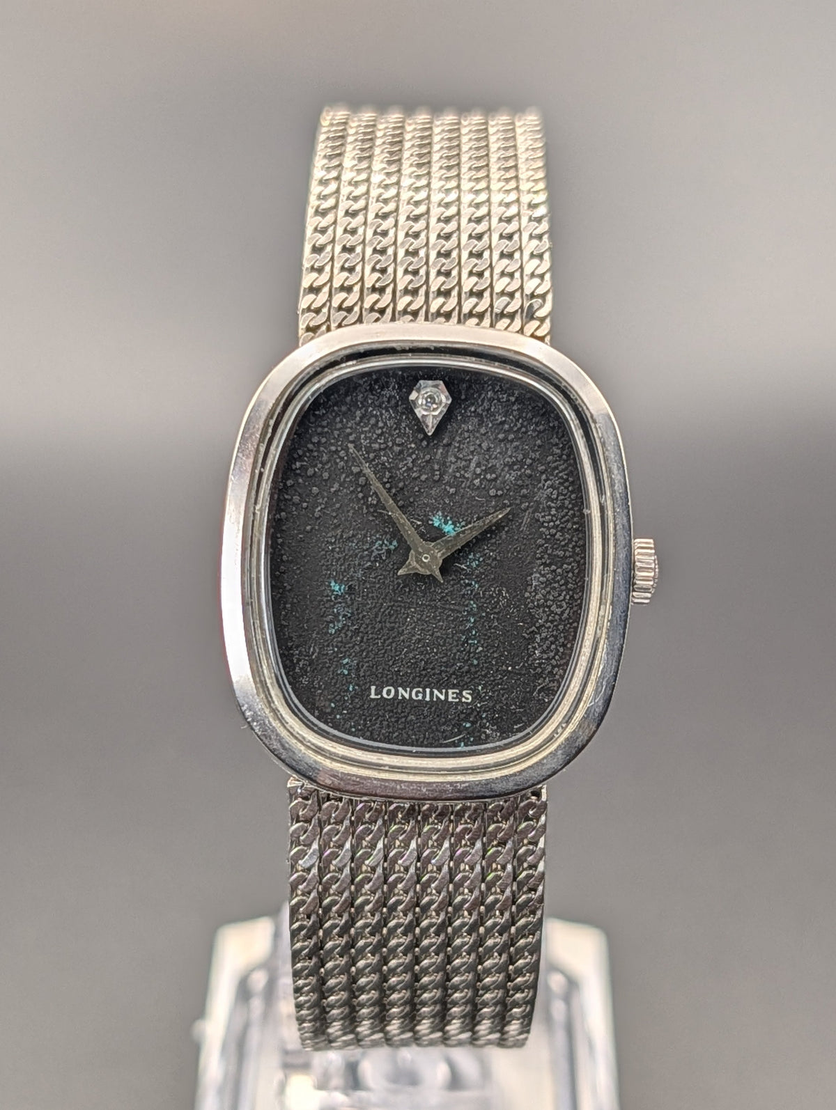 Longines Ellipse (1960s) Mechanical Vintage Watch w/ Diamond Accent Dial in 10k White Gold Filled Case
