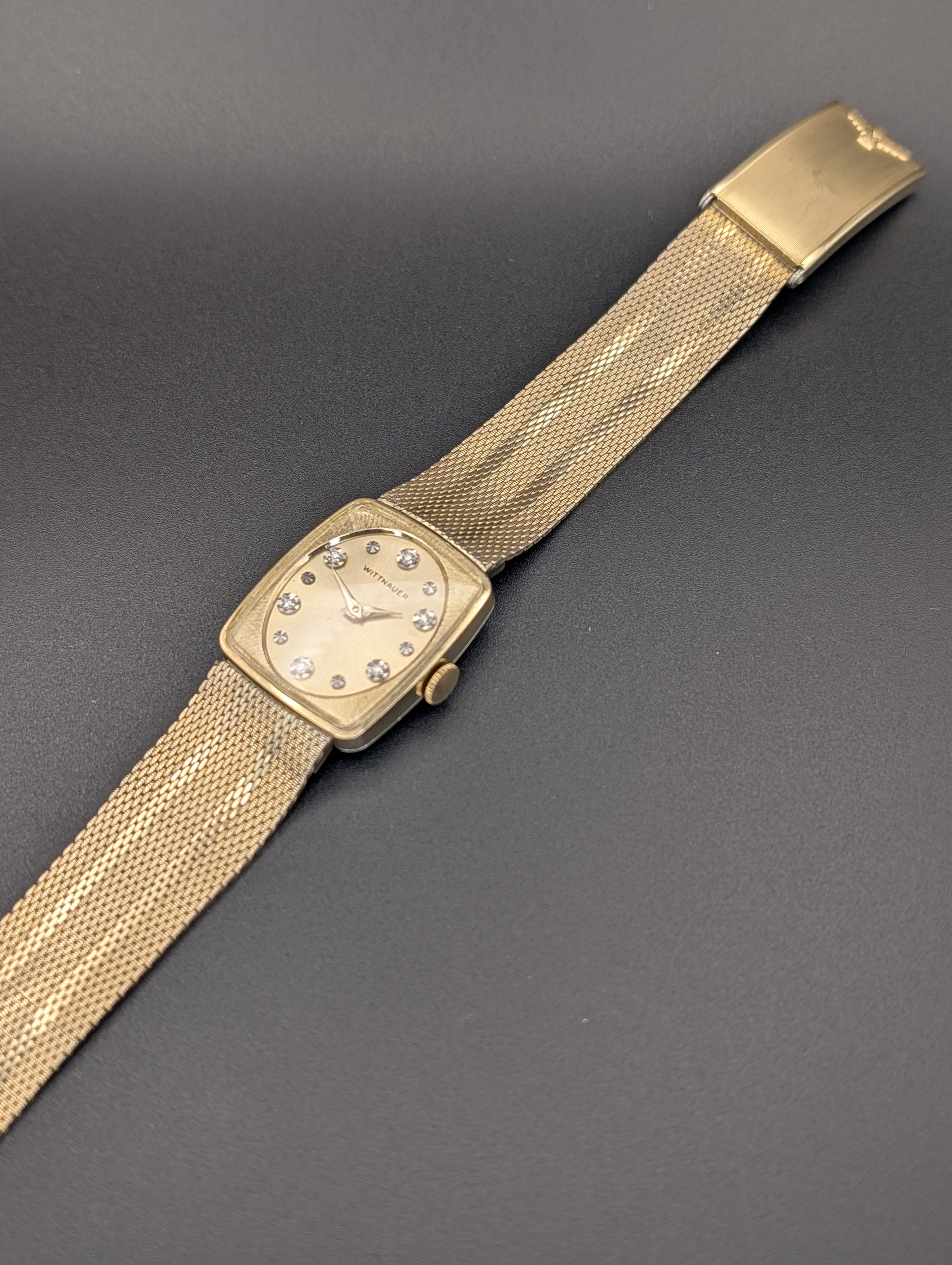 Wittnauer (1960s) Diamond Dial Mechanical Vintage Watch in 10k Yellow Gold Filled