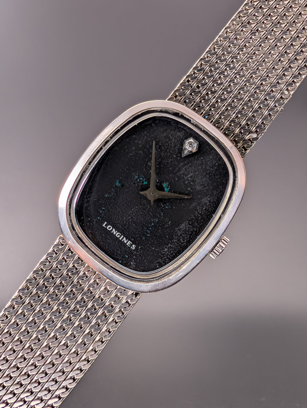Longines Ellipse (1960s) Mechanical Vintage Watch w/ Diamond Accent Dial in 10k White Gold Filled Case