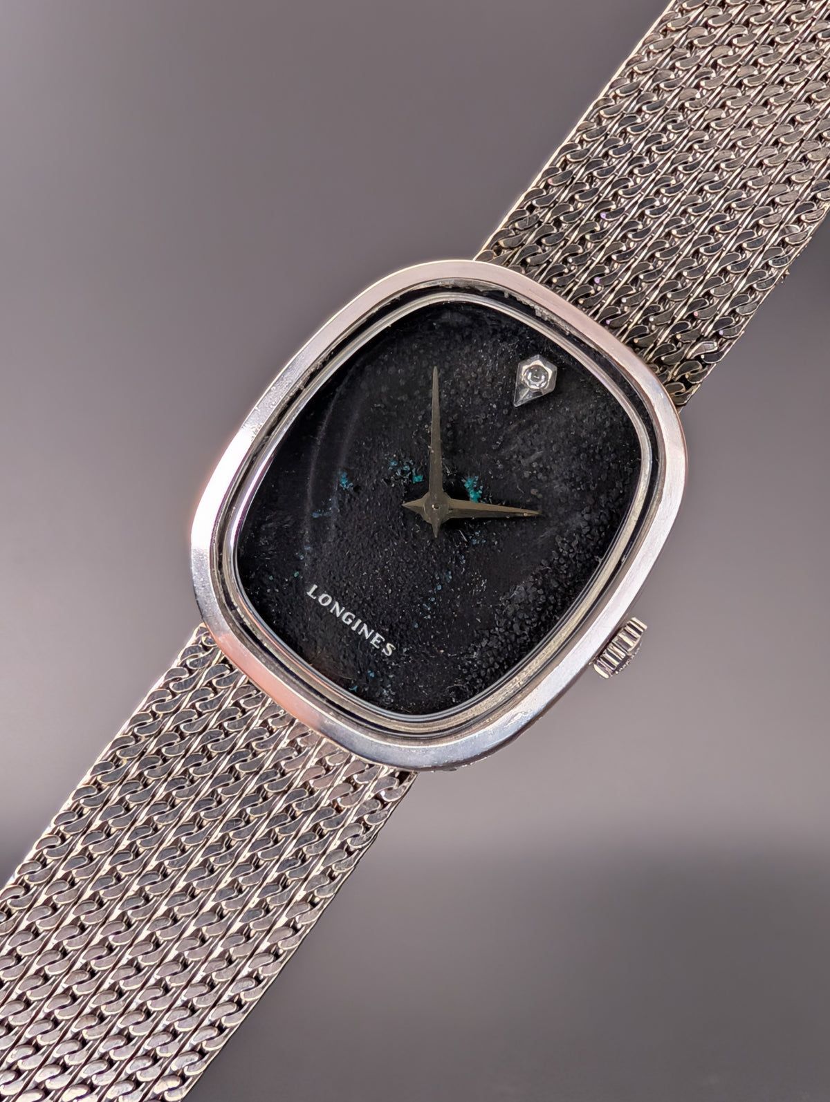 Longines Ellipse (1960s) Mechanical Vintage Watch w/ Diamond Accent Dial in 10k White Gold Filled Case