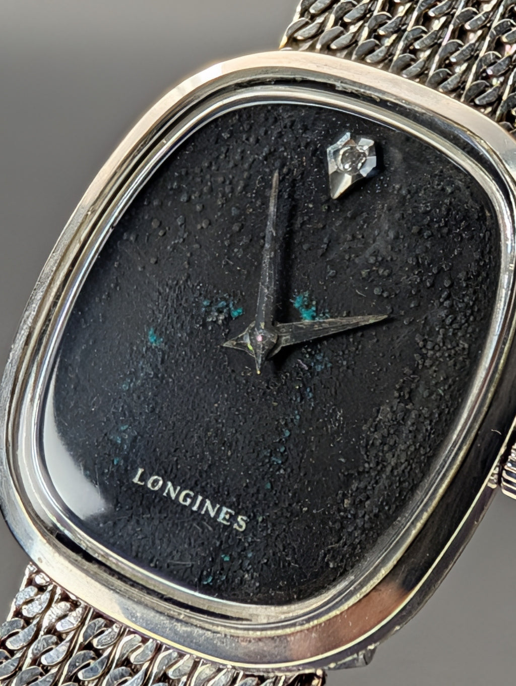 Longines Ellipse (1960s) Mechanical Vintage Watch w/ Diamond Accent Dial in 10k White Gold Filled Case