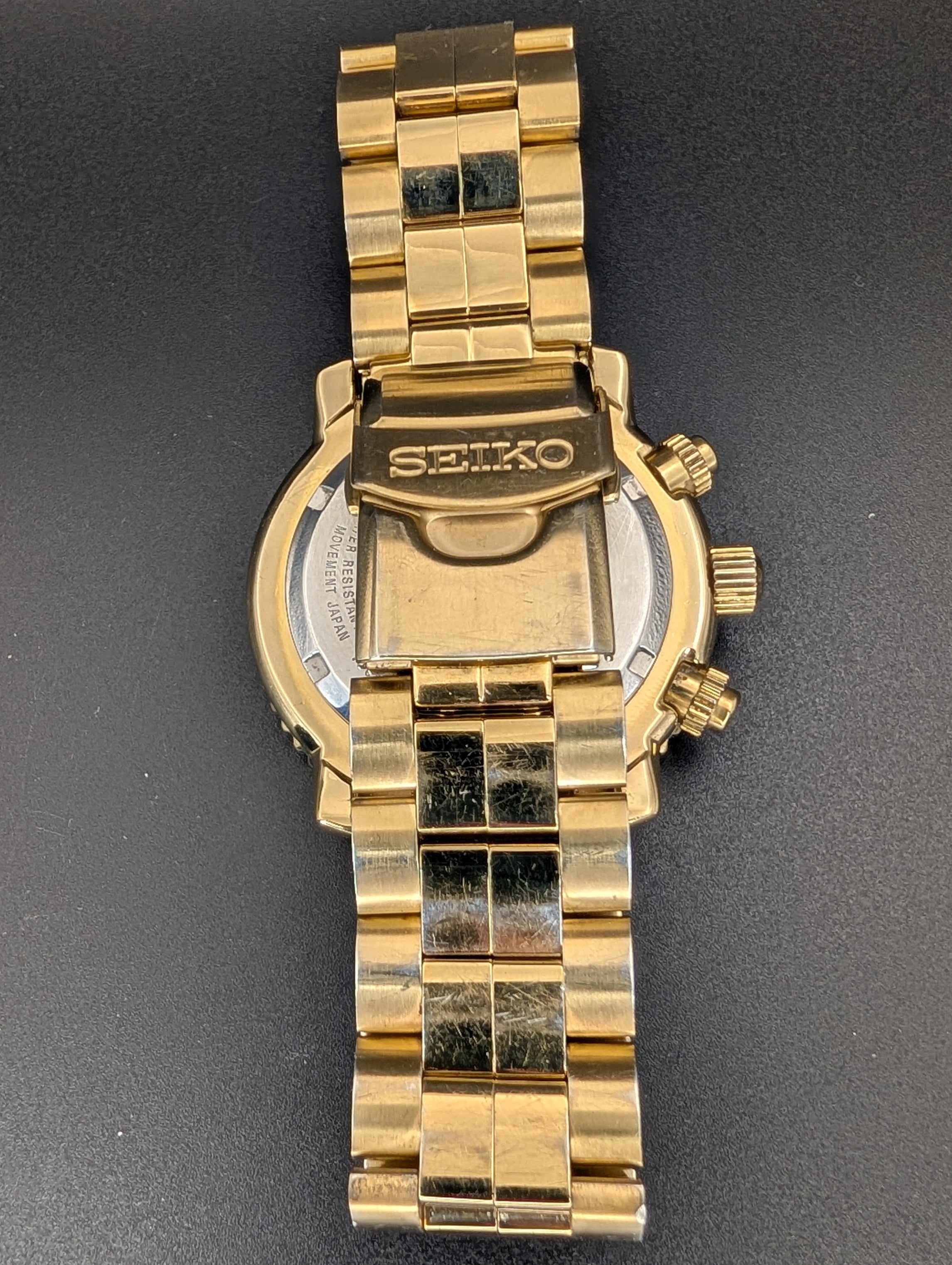 Seiko Flightmaster (2004) Chronograph Quartz Watch in Gold Tone ref. 7T62-0EB0