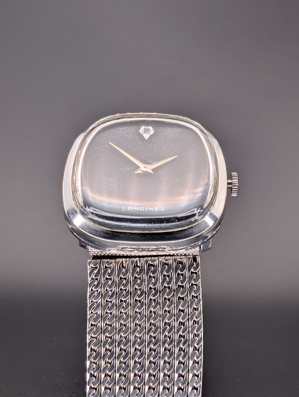 Longines Ellipse (1960s) Mechanical Vintage Watch w/ Diamond Accent Dial in 10k White Gold Filled Case