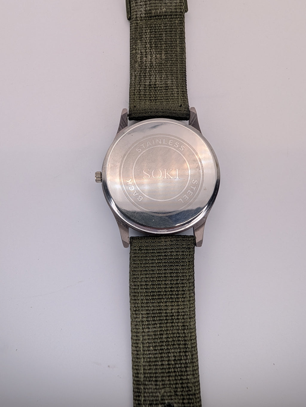 Soki Military Style Quartz Watch on Olive Green Two Piece NATO