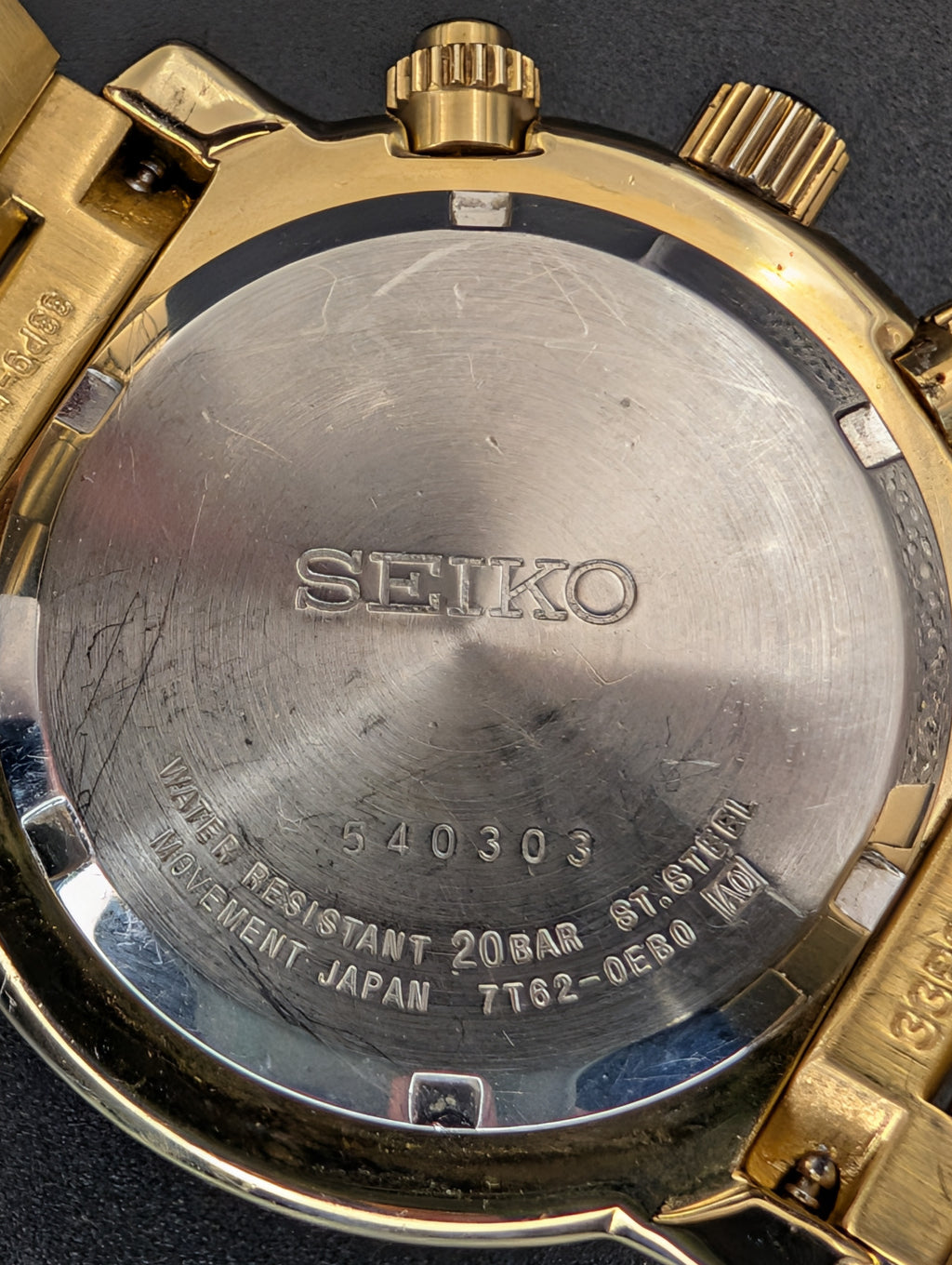 Seiko Flightmaster (2004) Chronograph Quartz Watch in Gold Tone ref. 7T62-0EB0