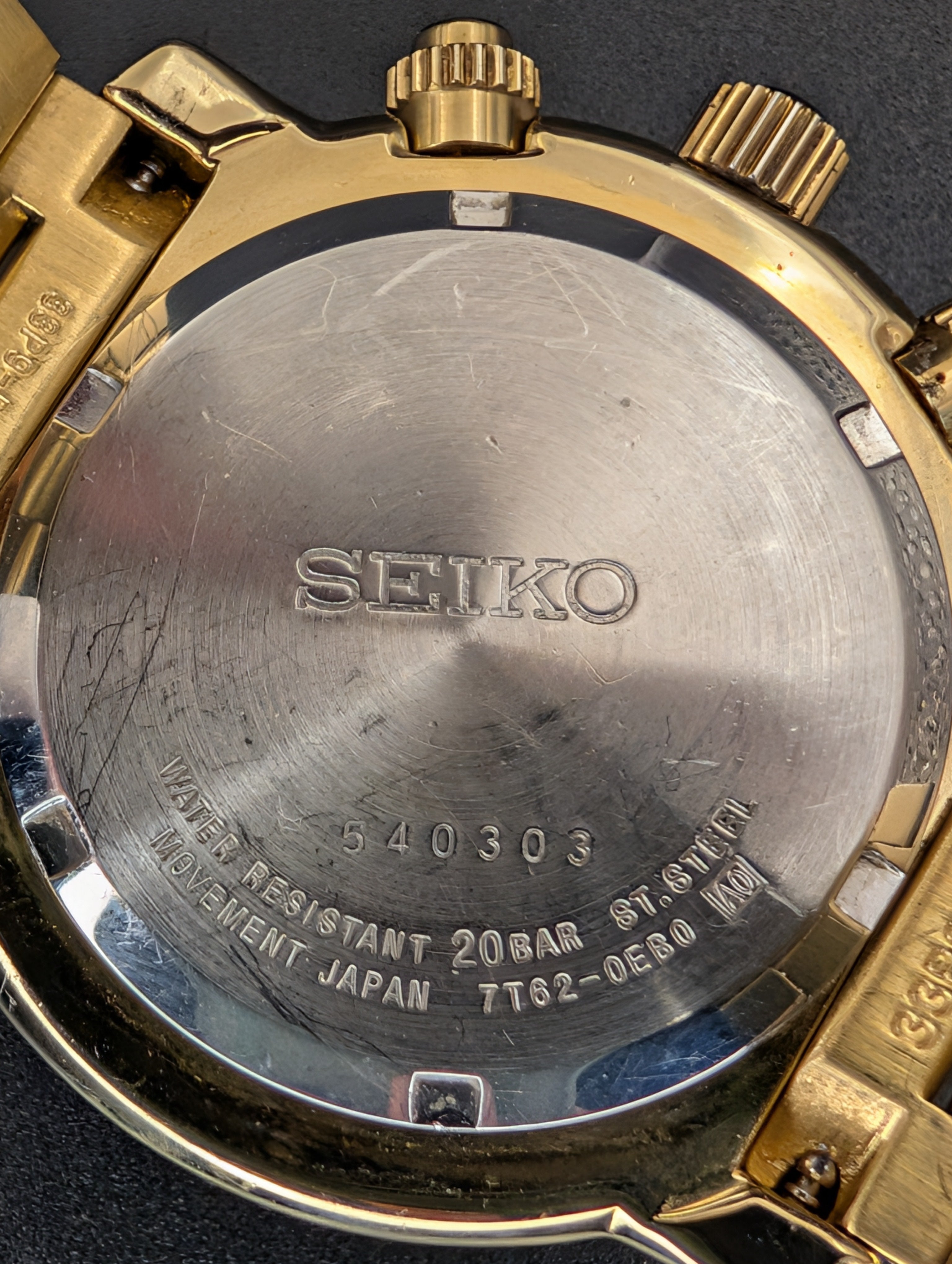 Seiko Flightmaster (2004) Chronograph Quartz Watch in Gold Tone ref. 7T62-0EB0