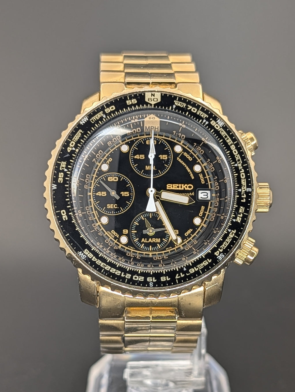 Seiko Flightmaster (2004) Chronograph Quartz Watch in Gold Tone ref. 7T62-0EB0