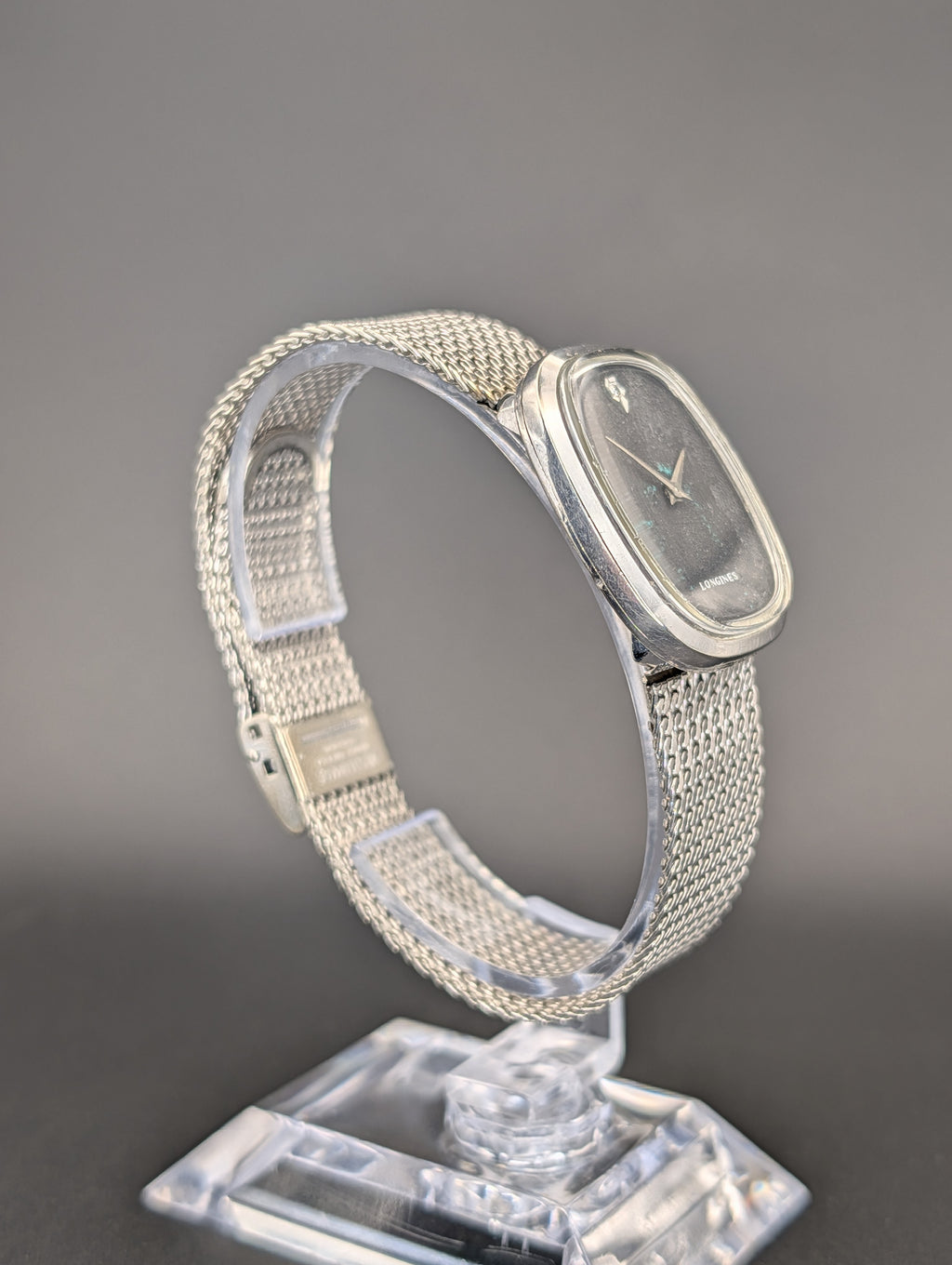 Longines Ellipse (1960s) Mechanical Vintage Watch w/ Diamond Accent Dial in 10k White Gold Filled Case