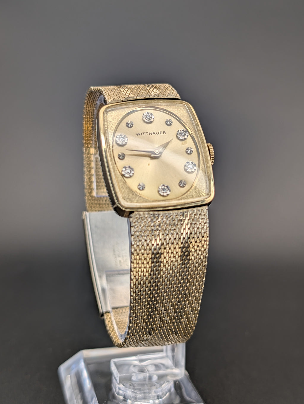 Wittnauer (1960s) Diamond Dial Mechanical Vintage Watch in 10k Yellow Gold Filled