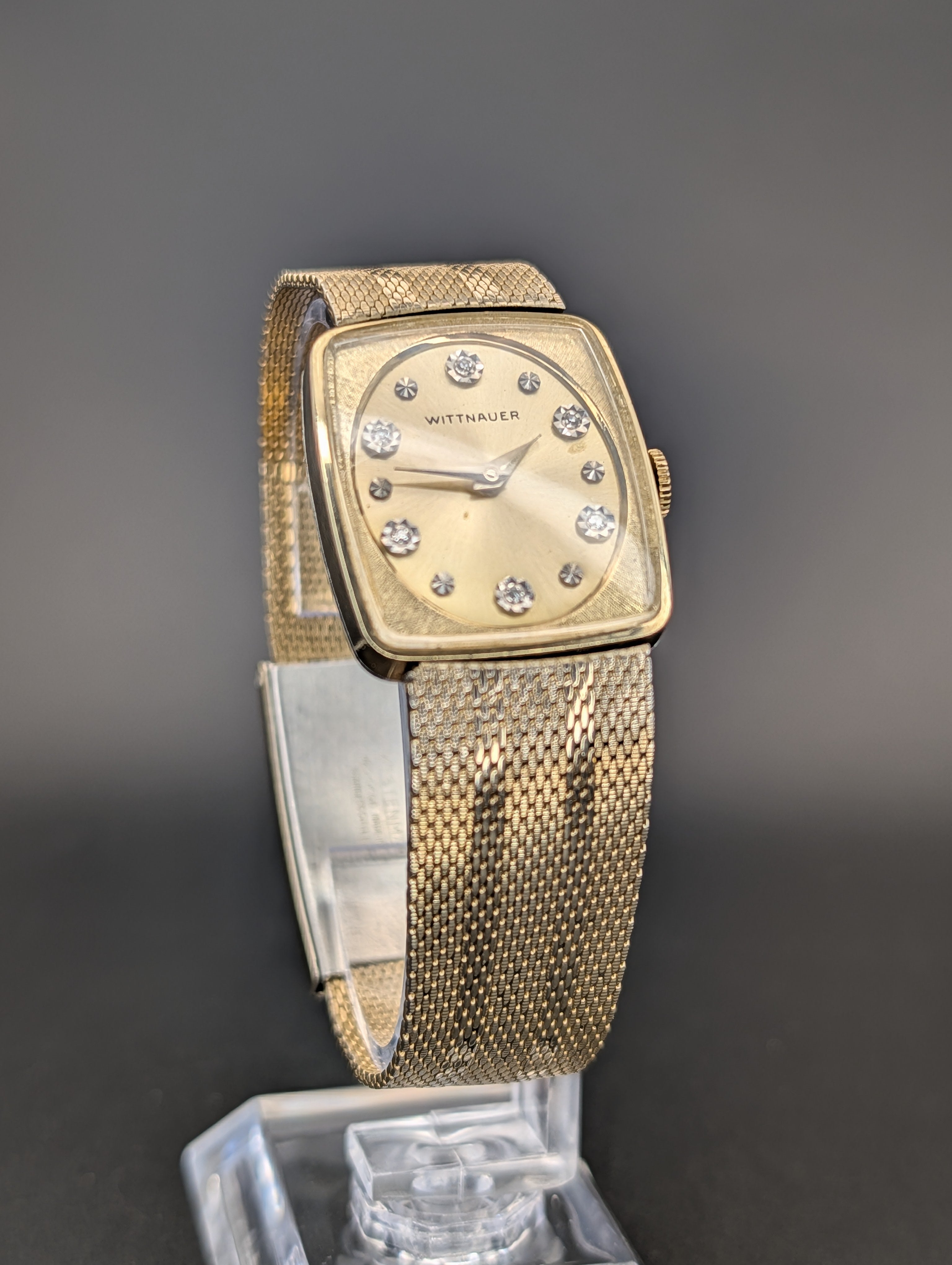 Wittnauer (1960s) Diamond Dial Mechanical Vintage Watch in 10k Yellow Gold Filled