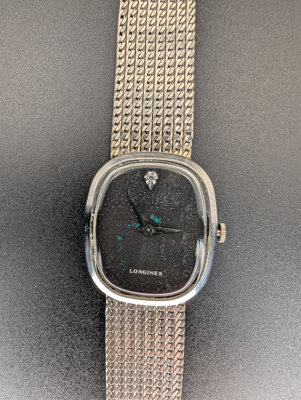Longines Ellipse (1960s) Mechanical Vintage Watch w/ Diamond Accent Dial in 10k White Gold Filled Case