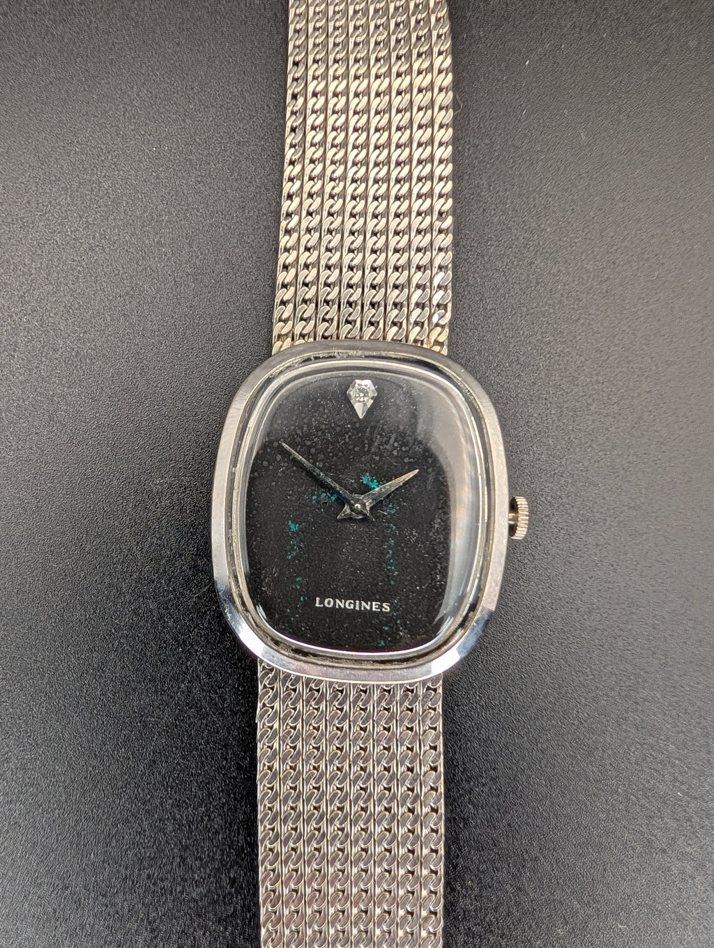 Longines Ellipse (1960s) Mechanical Vintage Watch w/ Diamond Accent Dial in 10k White Gold Filled Case