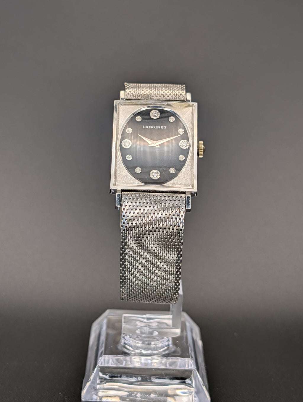 Longines Tuxedo (1960s) Diamond Dial Mechanical Vintage Watch in 10k White Gold Filled