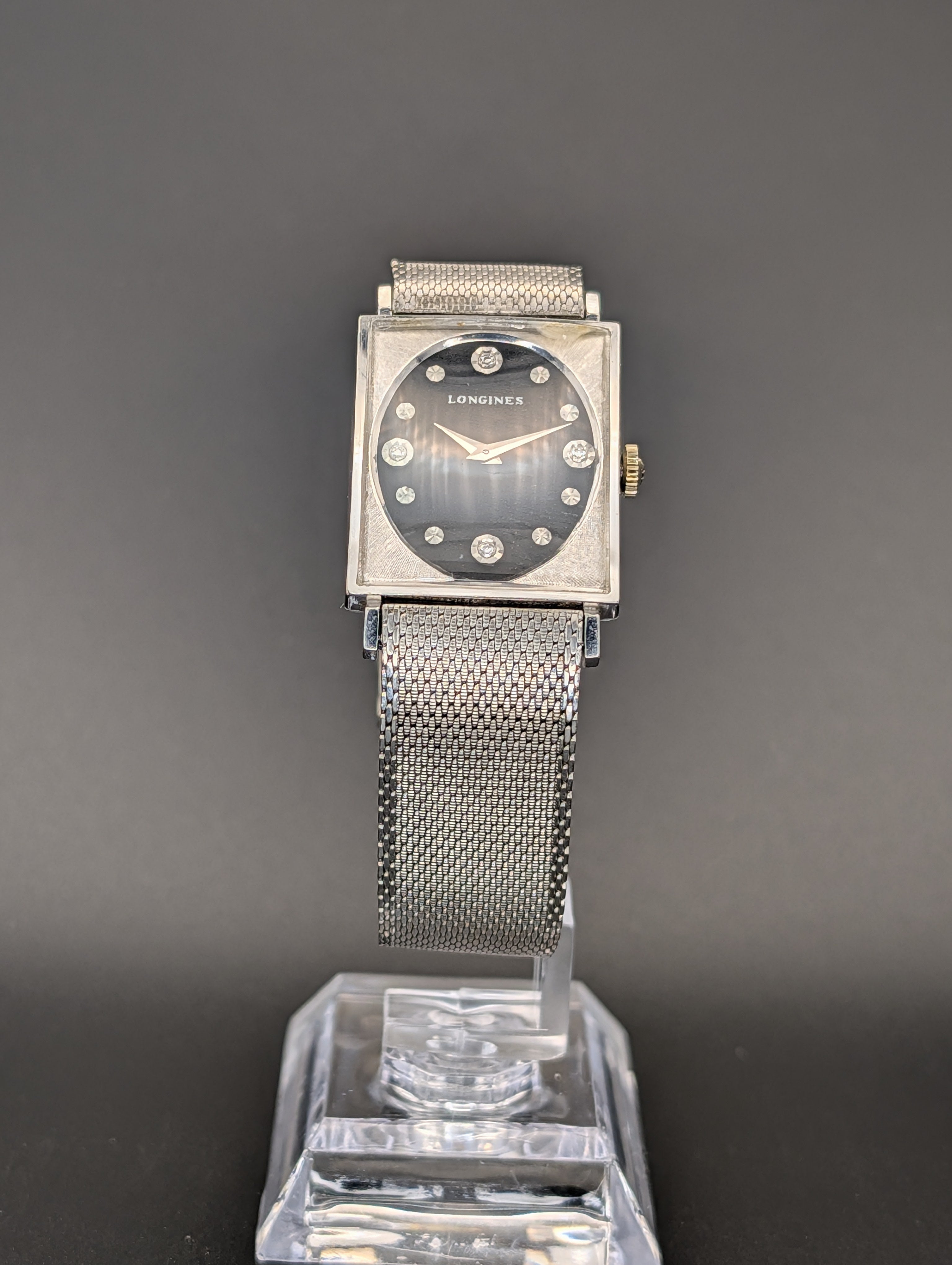 Longines Tuxedo (1960s) Diamond Dial Mechanical Vintage Watch in 10k White Gold Filled