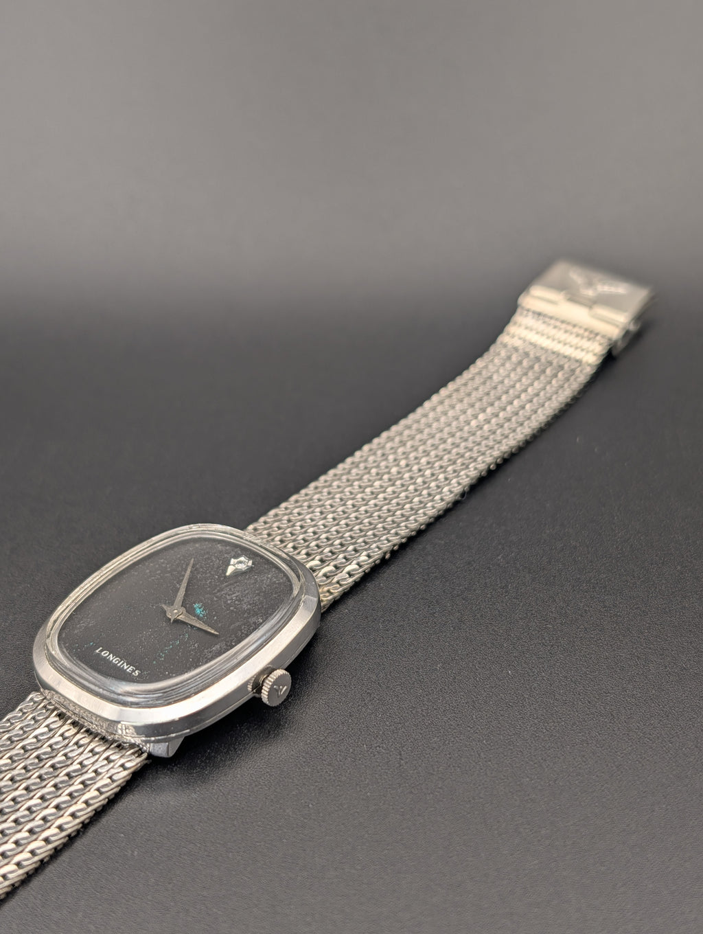 Longines Ellipse (1960s) Mechanical Vintage Watch w/ Diamond Accent Dial in 10k White Gold Filled Case