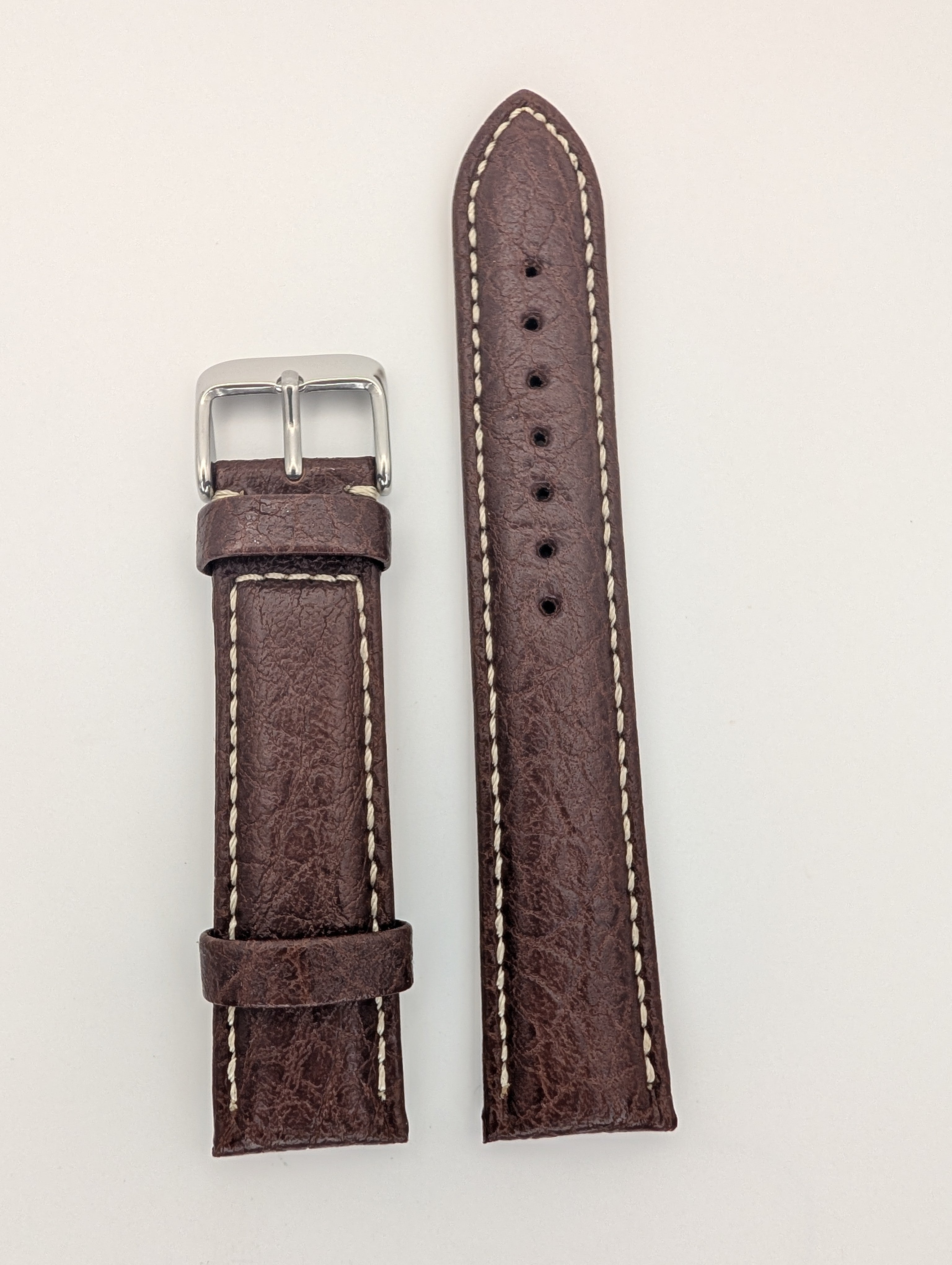 Hadley Roma Genuine Leather Strap (20mm) Distressed w/ White Stitch