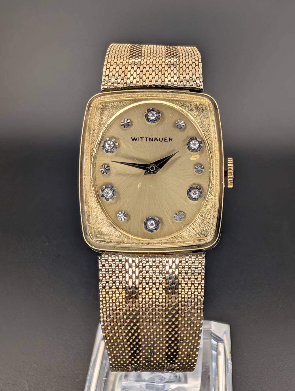 Wittnauer (1960s) Diamond Dial Mechanical Vintage Watch in 10k Yellow Gold Filled