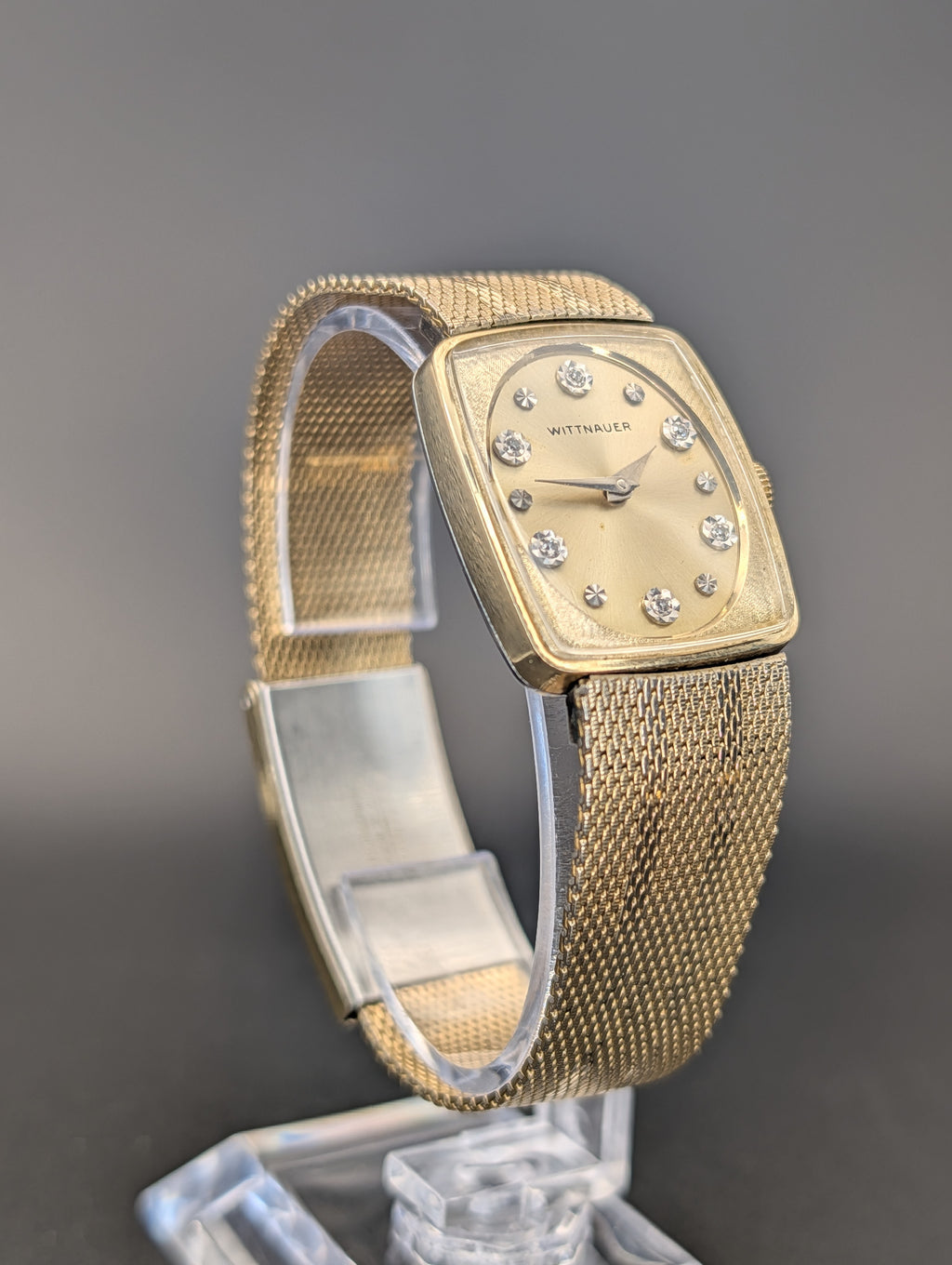 Wittnauer (1960s) Diamond Dial Mechanical Vintage Watch in 10k Yellow Gold Filled