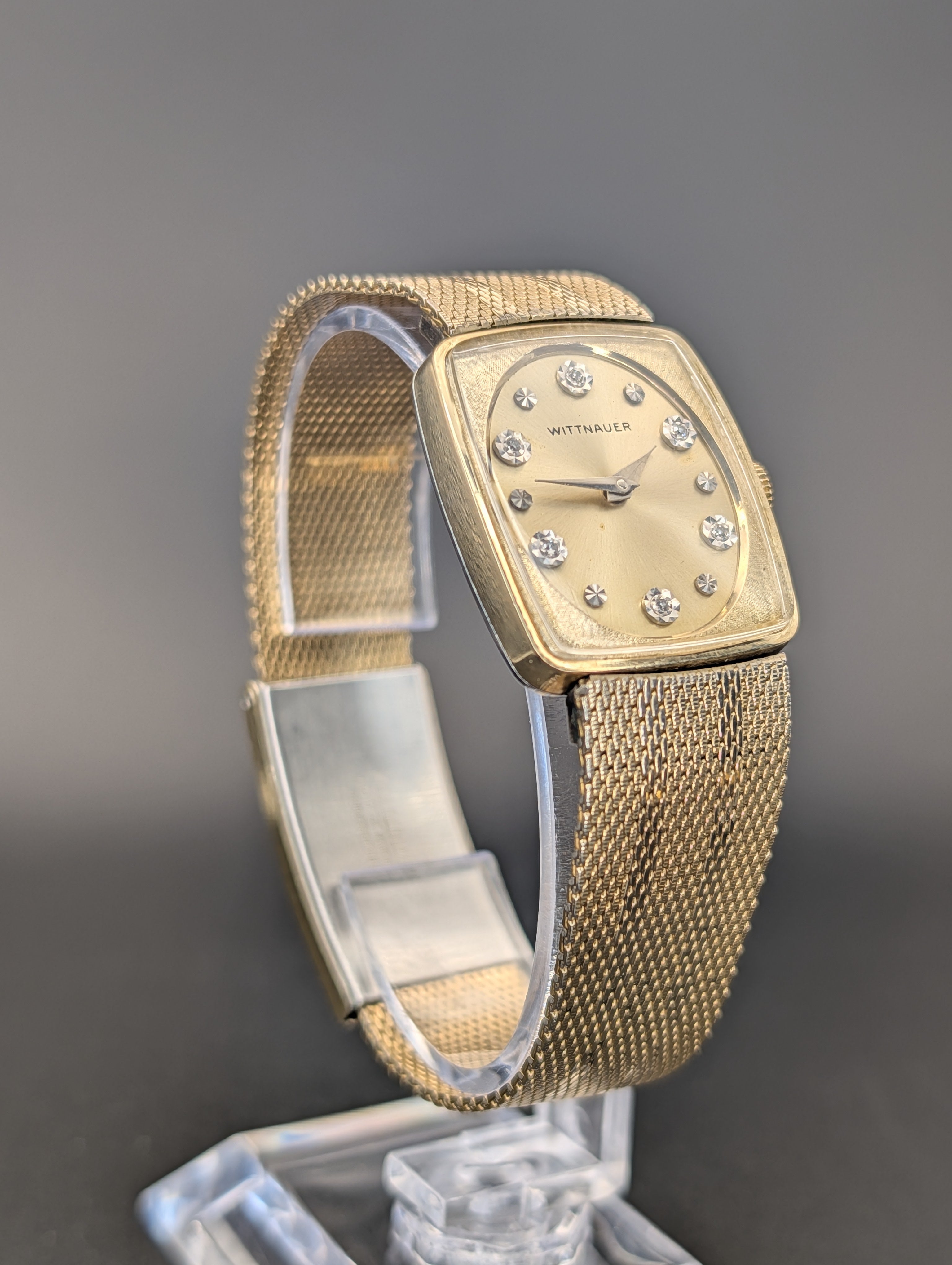 Wittnauer (1960s) Diamond Dial Mechanical Vintage Watch in 10k Yellow Gold Filled