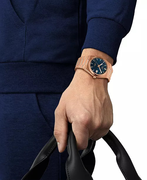 Tissot PRX Powermatic 80 Rose Gold Tone w/ Blue Waffle Dial Automatic Watch *New in Box*