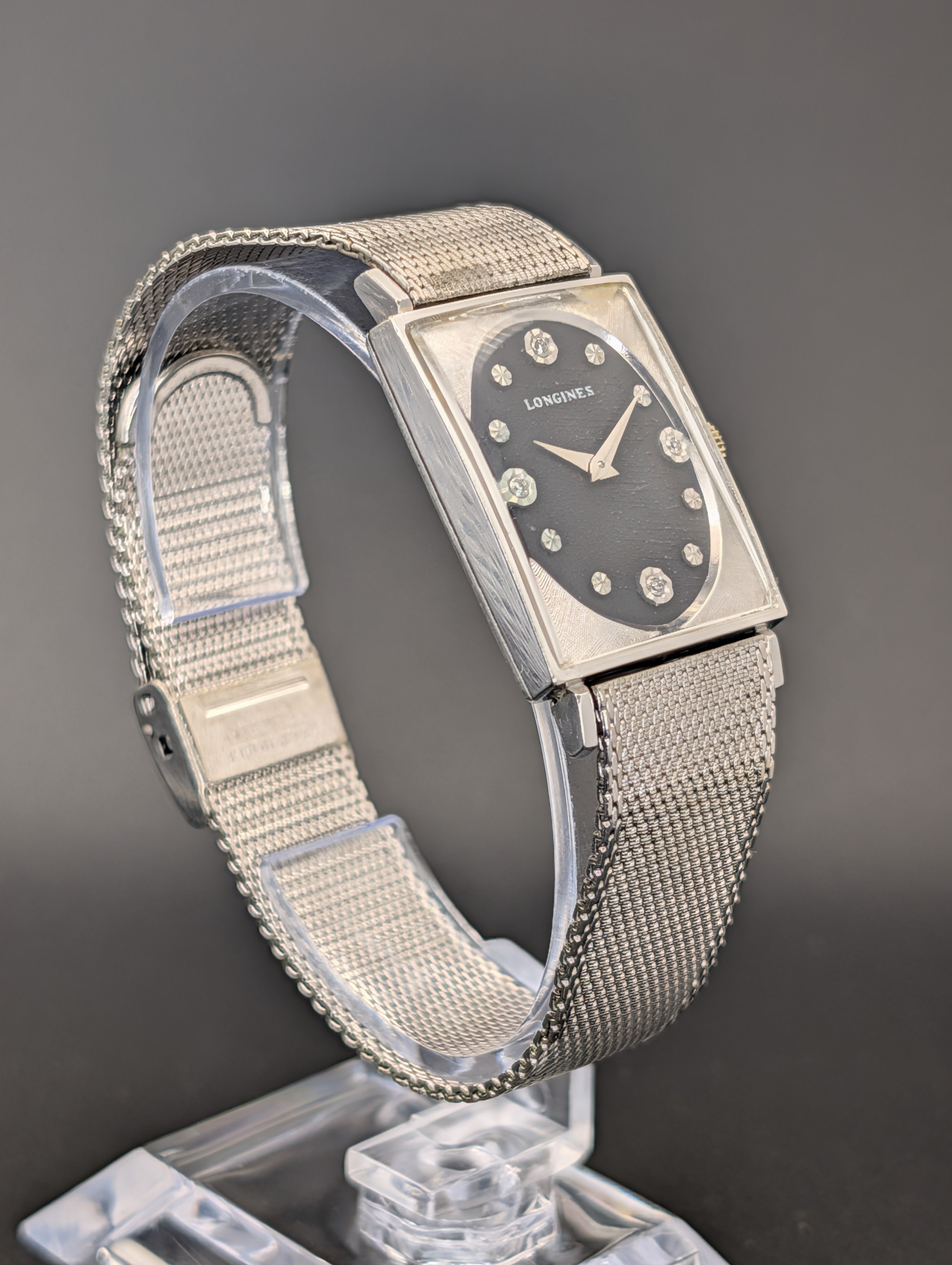 Longines Tuxedo (1960s) Diamond Dial Mechanical Vintage Watch in 10k White Gold Filled