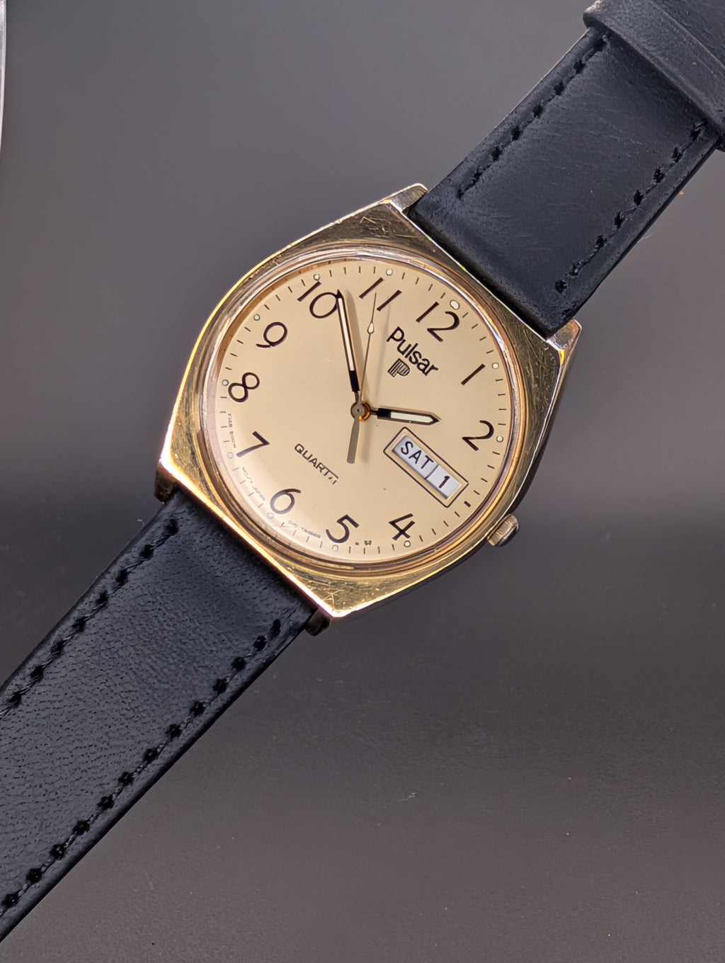 Pulsar Quartz Vintage Watch on Italian Calfskin Leather Strap