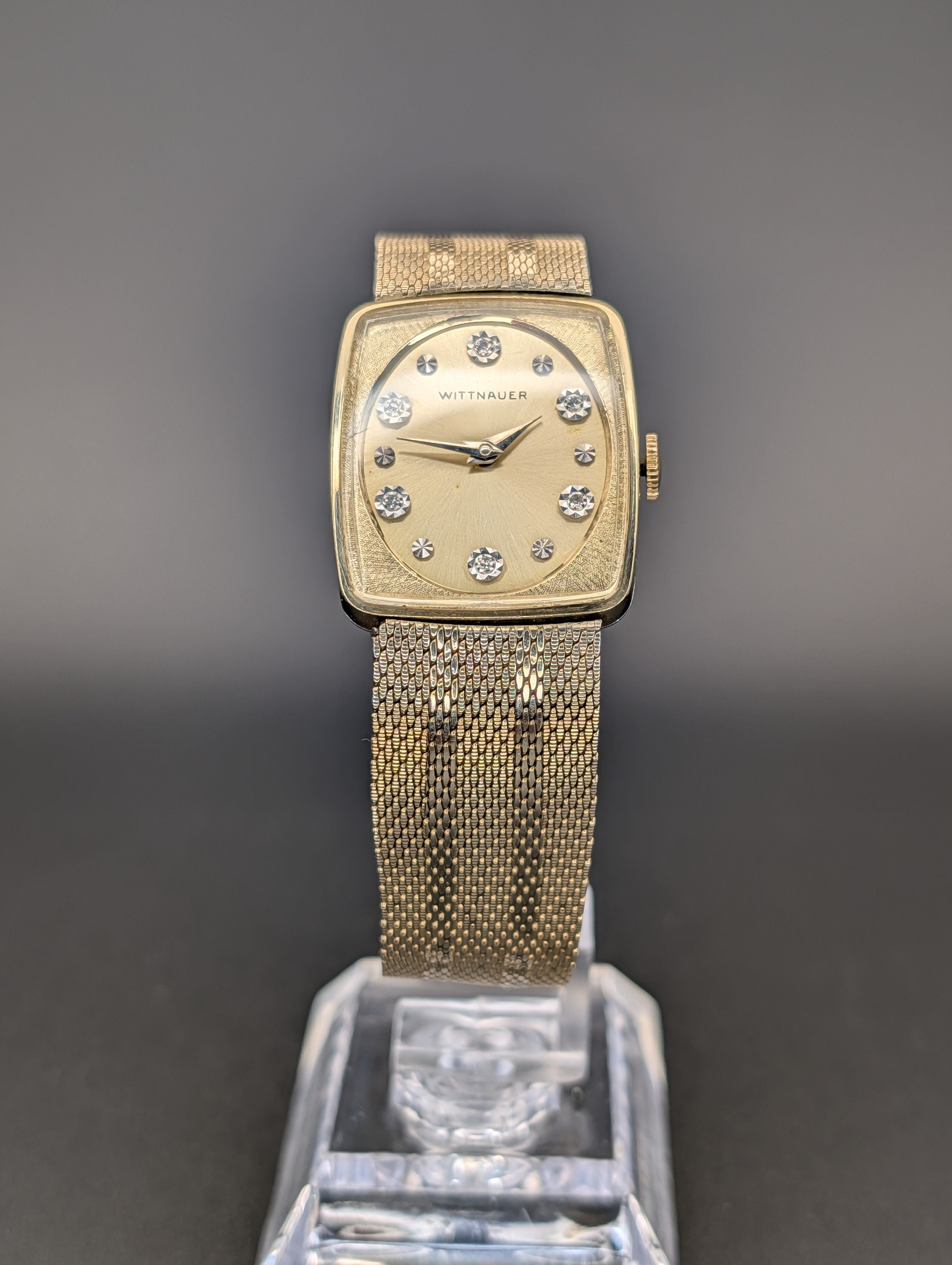 Wittnauer (1960s) Diamond Dial Mechanical Vintage Watch in 10k Yellow Gold Filled