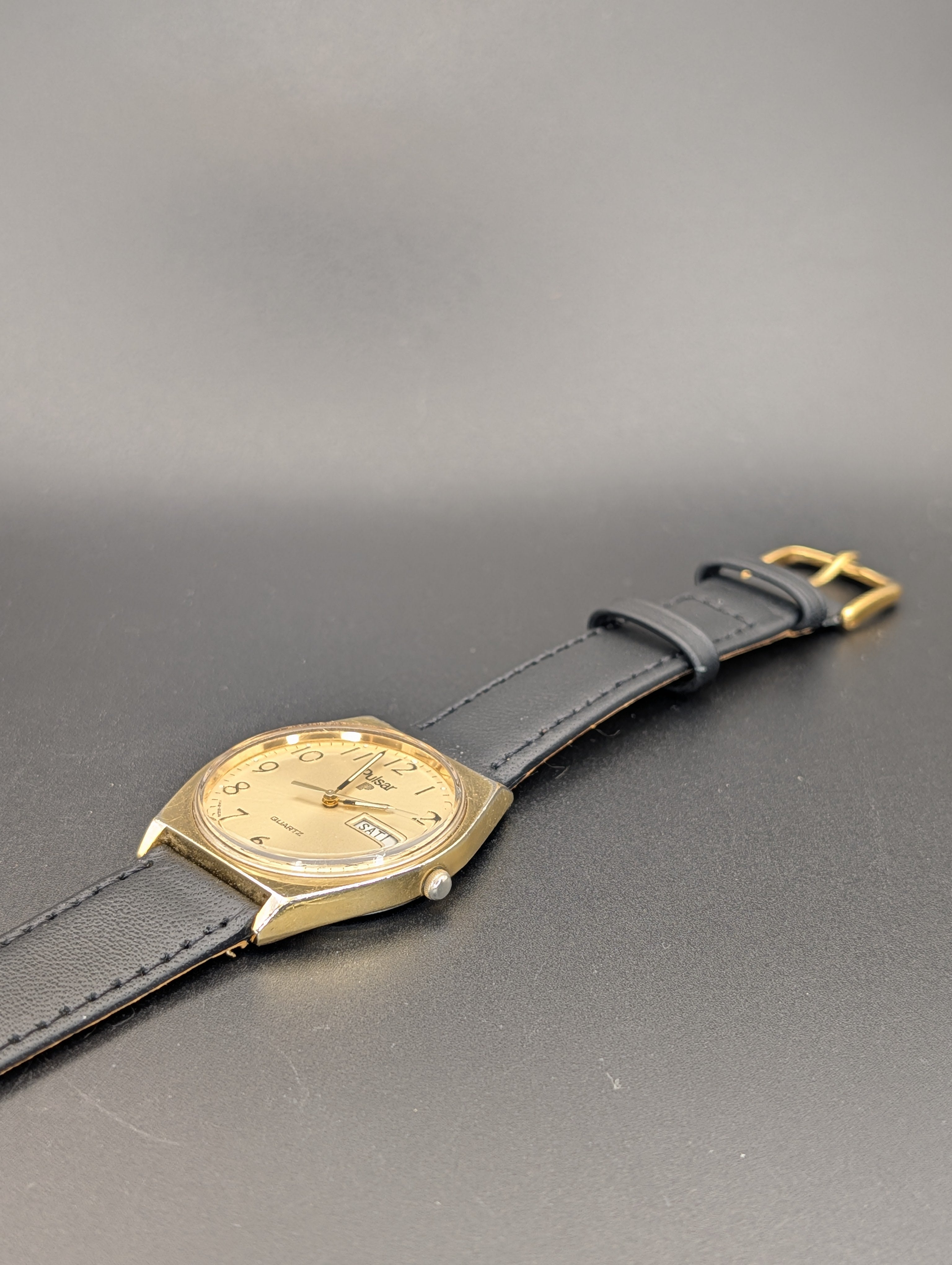 Pulsar Quartz Vintage Watch on Italian Calfskin Leather Strap