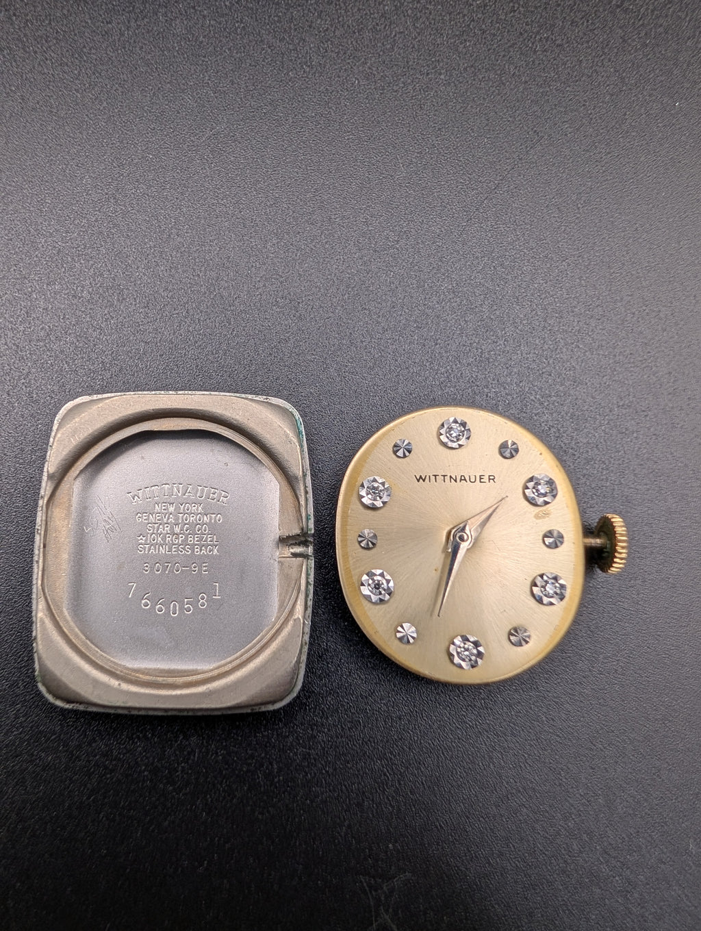 Wittnauer (1960s) Diamond Dial Mechanical Vintage Watch in 10k Yellow Gold Filled
