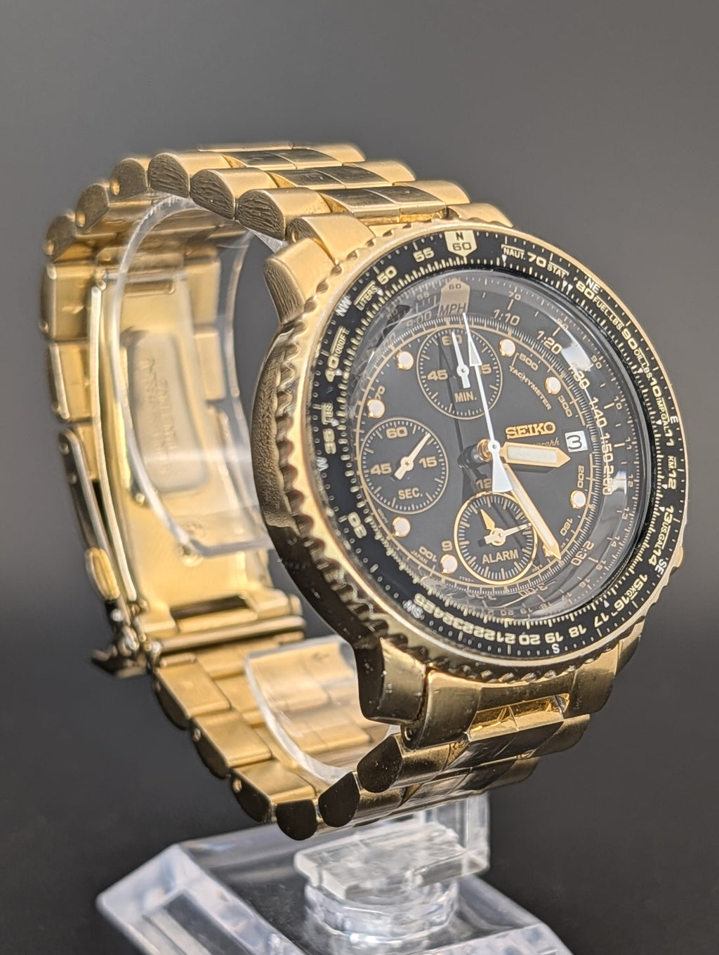Seiko Flightmaster (2004) Chronograph Quartz Watch in Gold Tone ref. 7T62-0EB0