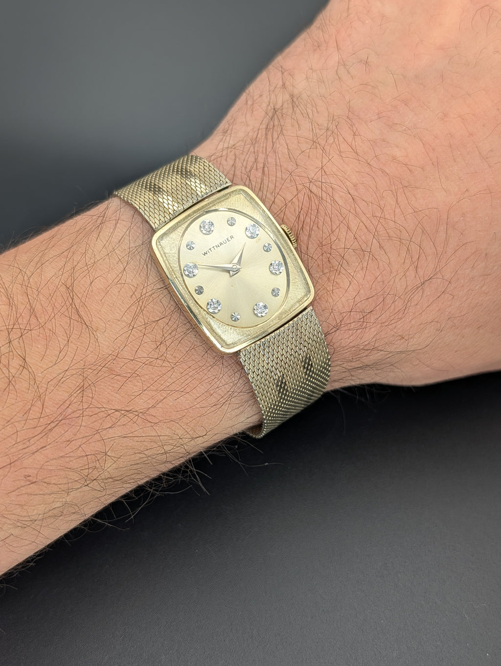 Wittnauer (1960s) Diamond Dial Mechanical Vintage Watch in 10k Yellow Gold Filled