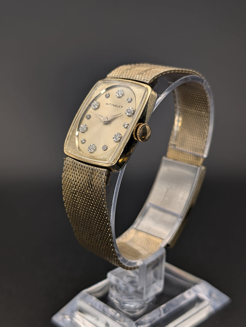 Wittnauer (1960s) Diamond Dial Mechanical Vintage Watch in 10k Yellow Gold Filled