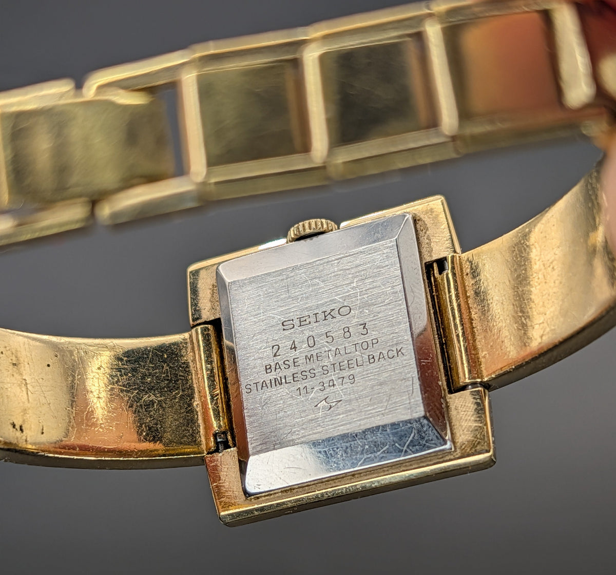 Seiko Ladies Bangle Vintage Watch with Green Lacquer Dial